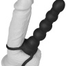 Черная вибронасадка для двойного проникновения Rock Balled Double Prober - 16 см. купить в секс шопе
