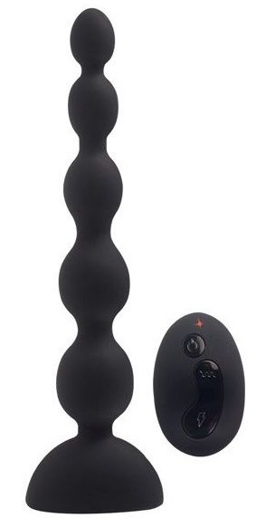 Черный анальный вибростимулятор Anal Beads L с пультом ДУ - 21,5 см.  купить в секс шопе