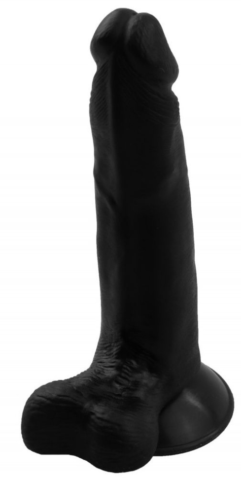 Черный гелевый фаллоимитатор на присоске №6 - 16,5 см. купить в секс шопе