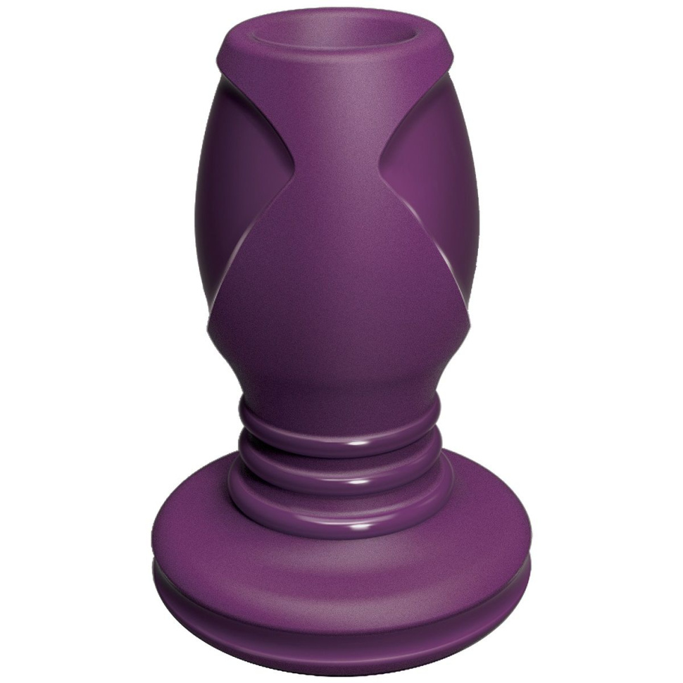 Фиолетовая анальная пробка с тоннелем The Stretch Small - 8,6 см. купить в секс шопе