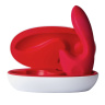 Красный вибратор Sense Max с клиторальным отростком - 16 см. купить в секс шопе