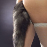 Черная анальная пробка с серым лисьим хвостом Grey Fox Tail Anal Plug купить в секс шопе