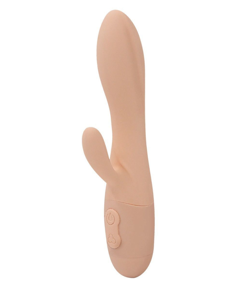 Телесный вибратор Kiara с клиторальным отростком - 18,3 см. купить в секс шопе