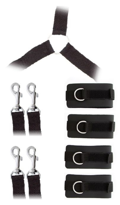 Комплект наручников и поножей LUXURIOUS BED RESTRAINT CUFF SET купить в секс шопе