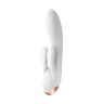 Белый вибратор-кролик Double Flex с двумя клиторальными отростками - 20,1 см. купить в секс шопе