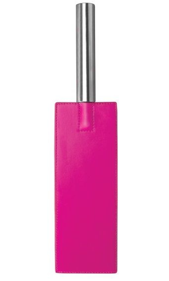 Розовая прямоугольная шлёпалка Leather Paddle - 35 см. купить в секс шопе