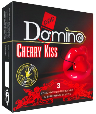 Презервативы Domino Cherry Kiss со вкусом вишни - 3 шт. купить в секс шопе