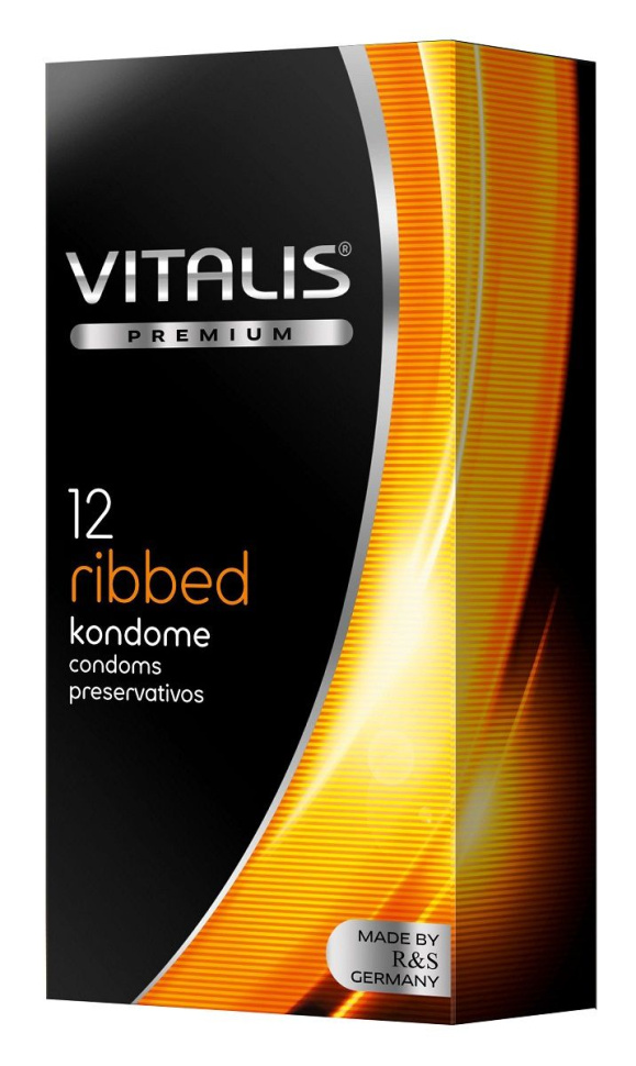 Ребристые презервативы VITALIS PREMIUM ribbed - 12 шт. купить в секс шопе
