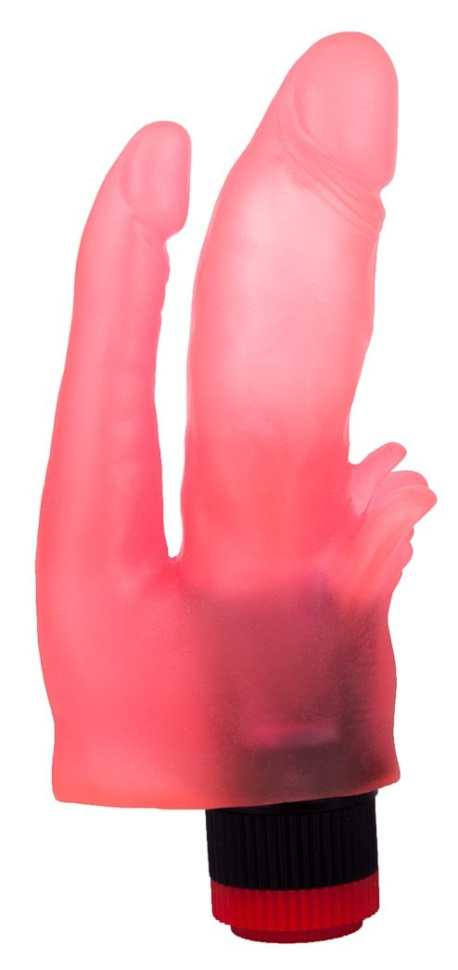 Двойной анально-вагинальный вибромассажёр с лепестками - 17 см. купить в секс шопе