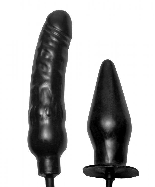 Пробка и фаллос с функцией расширения Deuce Double Penetration Inflatable Dildo and Anal Plug купить в секс шопе