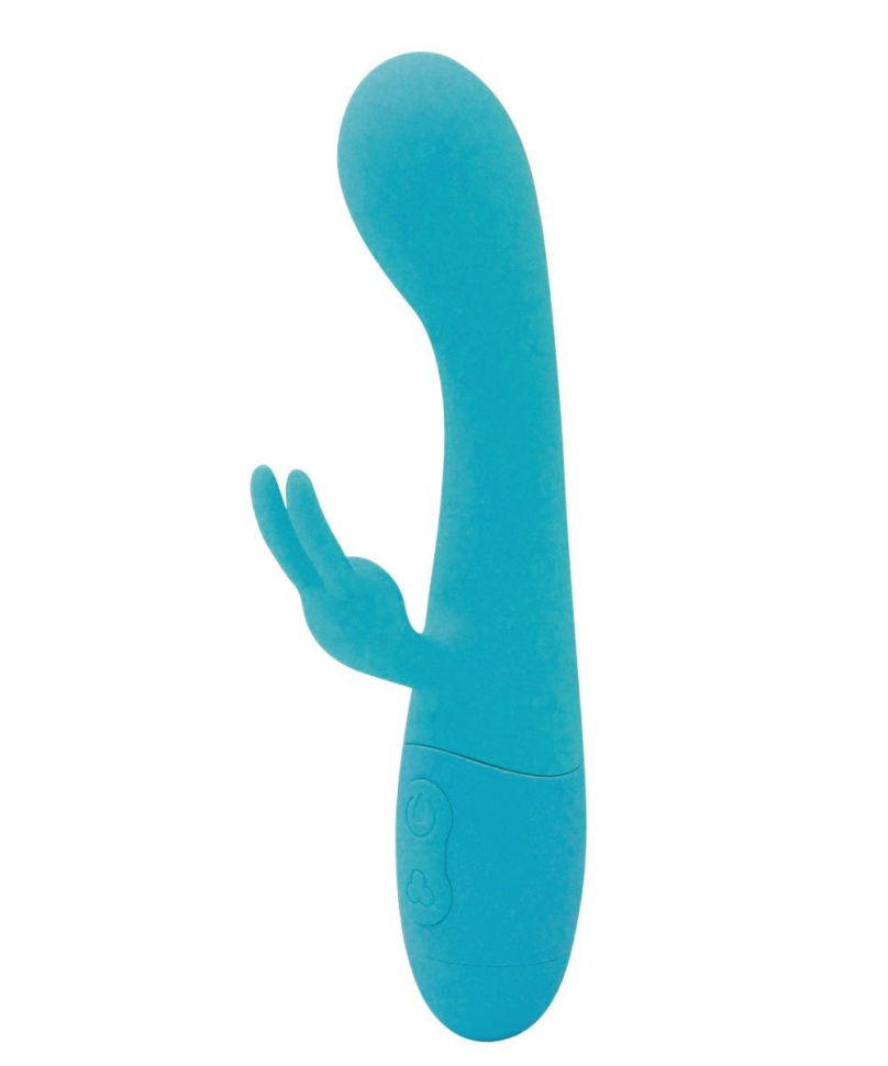 Голубой вибратор Naya с клиторальным отростком - 18,3 см. купить в секс шопе