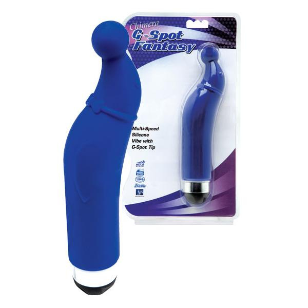 Синий вибратор с загнутой головкой-шаром для G-стимуляции - 17,8 см. купить в секс шопе