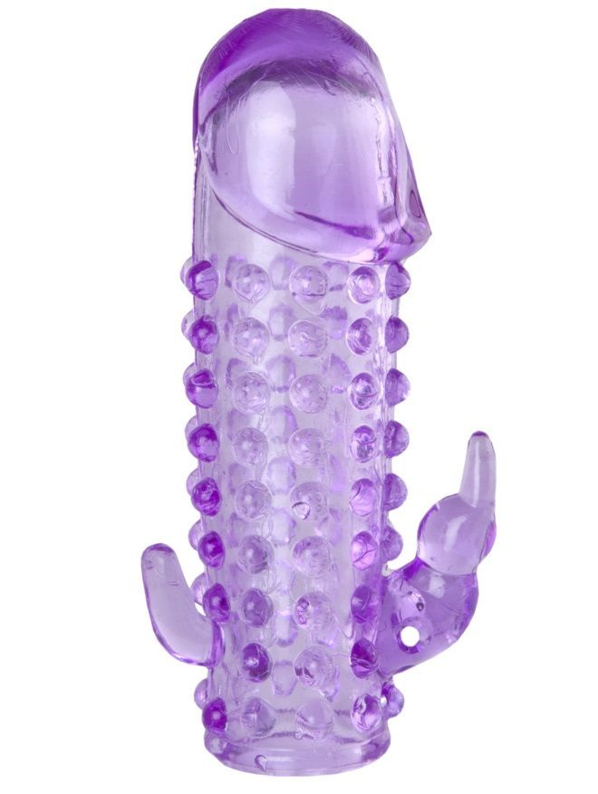 Закрытая фиолетовая насадка с 2 отростками - 13 см. купить в секс шопе