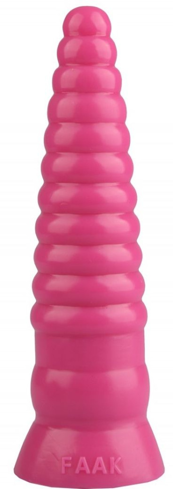 Розовая рельефная коническая анальная втулка - 22,5 см. купить в секс шопе