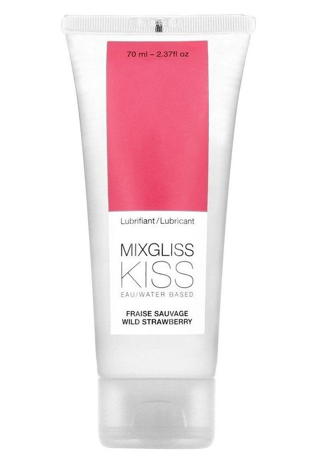 Смазка на водной основе Mixgliss Kiss с ароматом земляники - 70 мл. купить в секс шопе