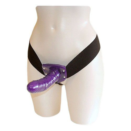 Фиолетовый женский страпон на эластичных ремешках - 16 см. купить в секс шопе