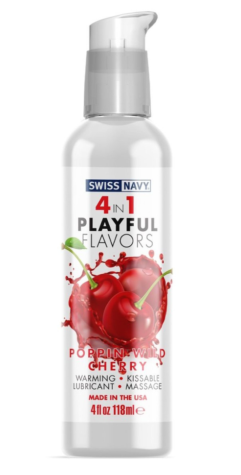 Массажный гель 4-в-1 Poppin Wild Cherry с ароматом вишни - 118 мл. купить в секс шопе