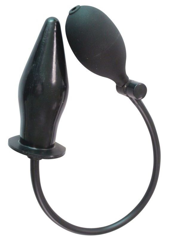 Черный анальный стимулятор с расширением Pumpn Play Plug - 12 см. купить в секс шопе