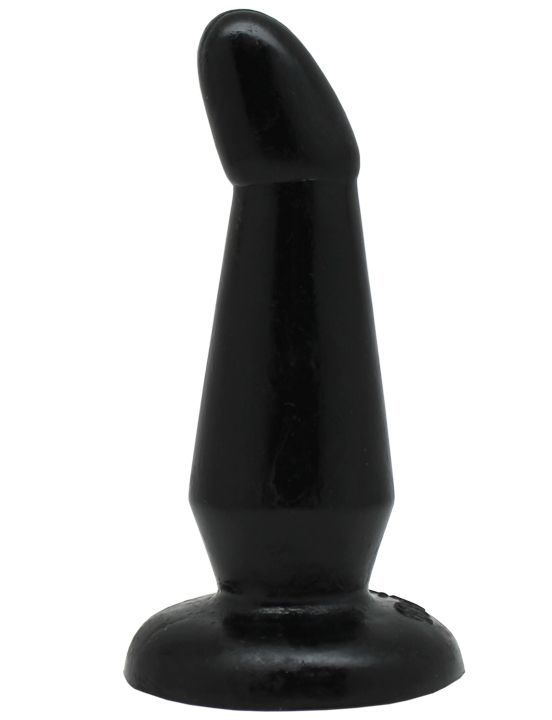 Чёрная анальная пробка с загнутым кончиком - 13 см. купить в секс шопе