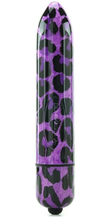 Фиолетовый вибратор с леопардовым принтом - 16 см. купить в секс шопе