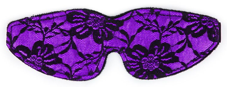 Фиолетовая маска на глаза с черным кружевом купить в секс шопе
