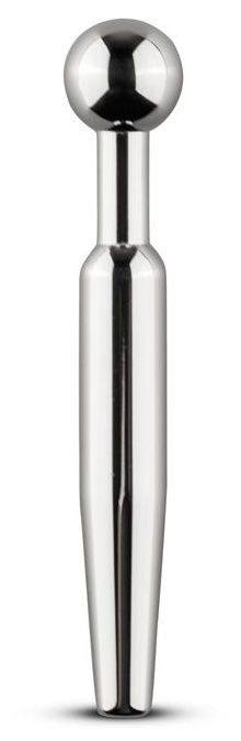 Серебристый уретральный стимулятор со съемным верхом Sinner Hollow Metal Penis Plug - 9 см. купить в секс шопе