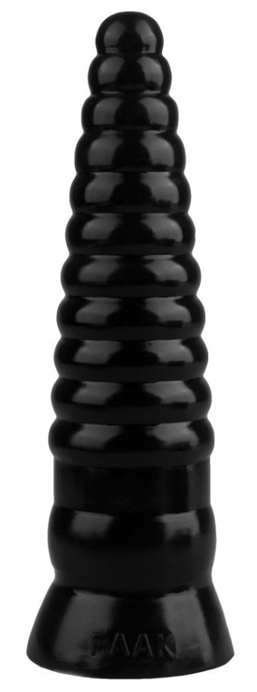 Черная рельефная коническая анальная втулка - 22,5 см. купить в секс шопе