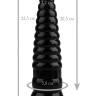 Черная рельефная коническая анальная втулка - 22,5 см. купить в секс шопе