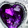 Серебристая коническая анальная пробка с фиолетовым кристаллом - 7 см. купить в секс шопе