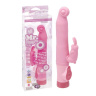 Розовый вибромассажёр с клиторальным зайчиком - 16,5 см. купить в секс шопе