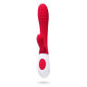 Красный вибратор с клиторальным стимулятором - 22,8 см. купить в секс шопе