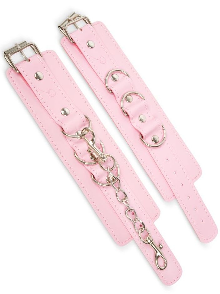 Розовые наручники с регулировкой на цепочке купить в секс шопе