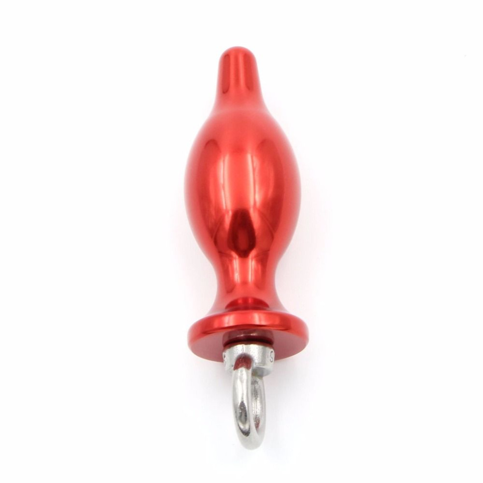 Красная металлическая пробка с кольцом - 16 см. купить в секс шопе