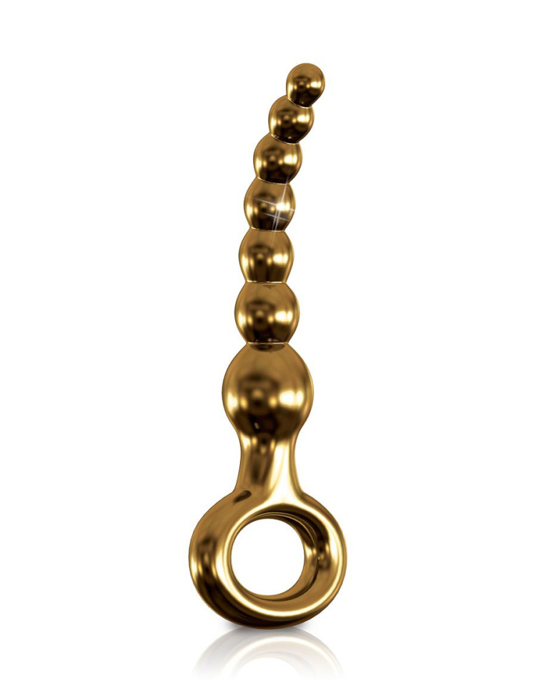 Золотистая изогнутая ёлочка из стекла - 16,2 см. купить в секс шопе