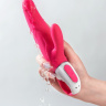 Ярко-розовый вибратор  Satisfyer Vibes Mr. Rabbit с клиторальным отростком - 22,1 см. купить в секс шопе