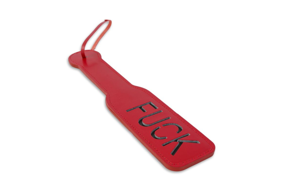 Красная шлёпалка Fuck - 31,5 см. купить в секс шопе