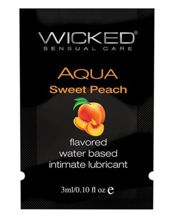 Лубрикант с ароматом спелого персика WICKED AQUA Sweet Peach - 3 мл. купить в секс шопе