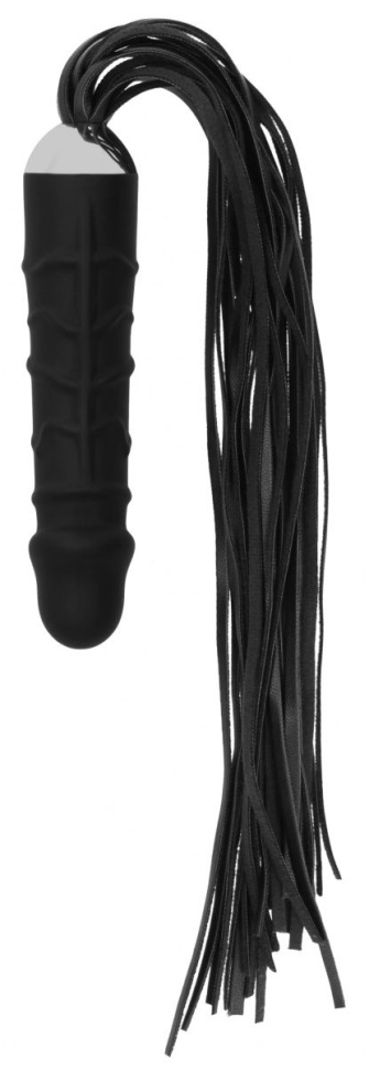 Черная плеть с рукоятью-фаллосом Whip with Realistic Silicone Dildo - 45,5 см. купить в секс шопе