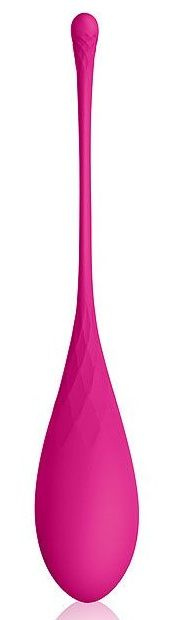 Ярко-розовый тяжелый каплевидный вагинальный шарик со шнурком купить в секс шопе