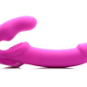 Розовый безремневой страпон с вибрацией Evoke Rechargeable Vibrating Strap On - 24,7 см. купить в секс шопе