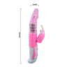 Розовый вибромассажер-ротатор со стимулятором клитора - 28 см. купить в секс шопе