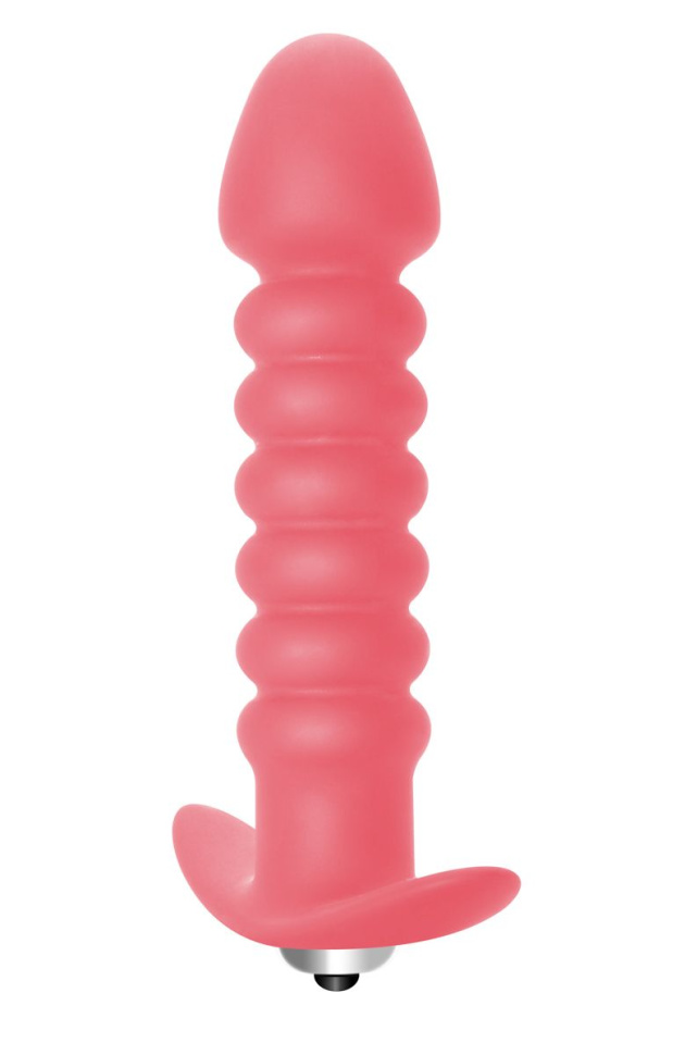Розовая анальная пробка с вибрацией Twisted Anal Plug - 13 см. купить в секс шопе