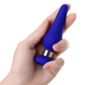 Синяя силиконовая анальная втулка с ограничителем - 10 см. купить в секс шопе