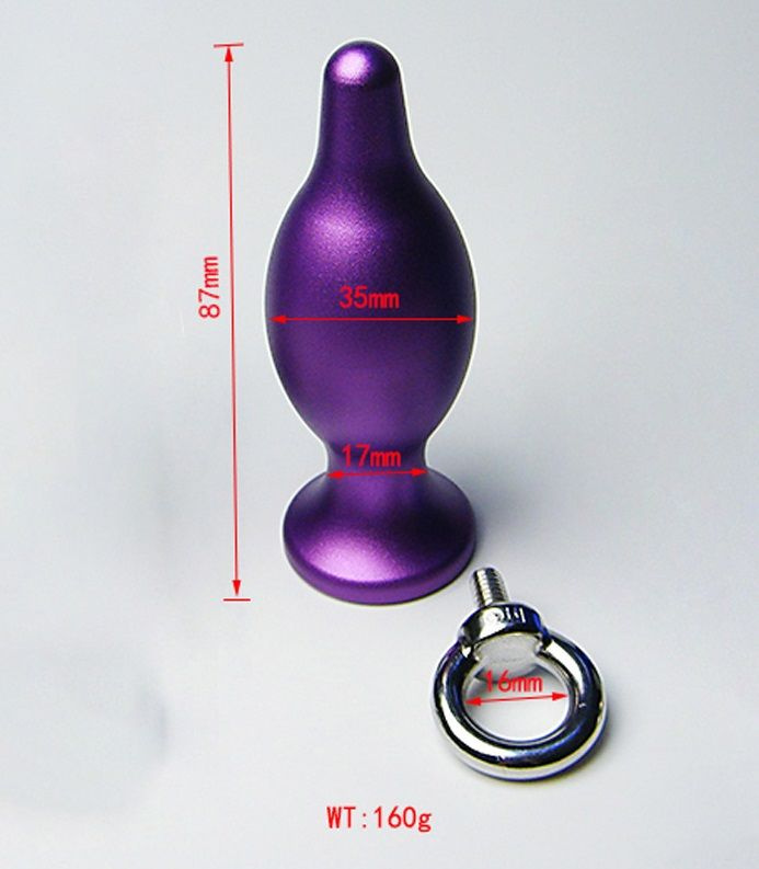 Фиолетовая металлическая анальная пробка с колечком - 8,7 см. купить в секс шопе
