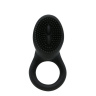 Чёрное эрекционное кольцо со стимулятором клитора с вибрацией купить в секс шопе