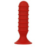 Красный ребристый массажер для анальной стимуляции MENZSTUFF RIBBED TORPEDO PLUG - 13 см. купить в секс шопе
