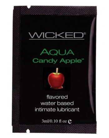 Лубрикант с ароматом сахарного яблока WICKED AQUA Candy Apple - 3 мл. купить в секс шопе