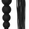 Черная плеть с рукоятью-елочкой Whip with Curved Silicone Dildo - 49,5 см. купить в секс шопе