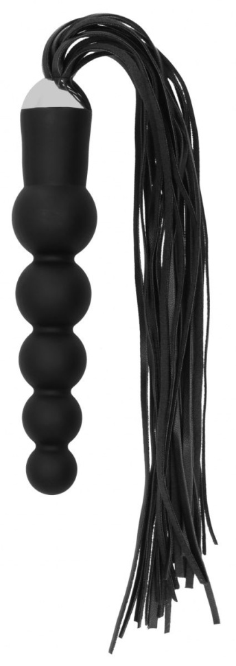 Черная плеть с рукоятью-елочкой Whip with Curved Silicone Dildo - 49,5 см. купить в секс шопе