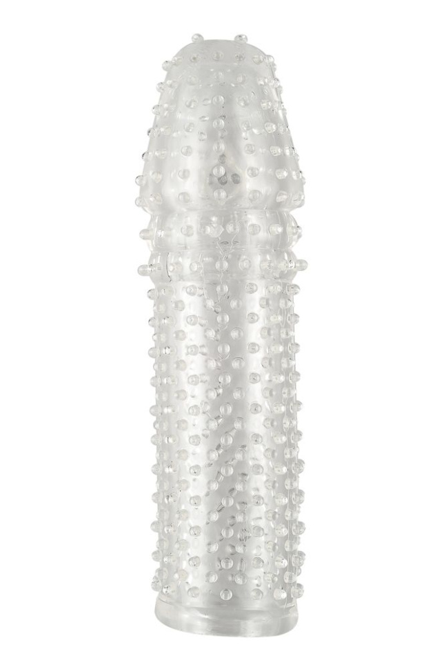 Прозрачная закрытая насадка с шишечками - 14,5 см. купить в секс шопе